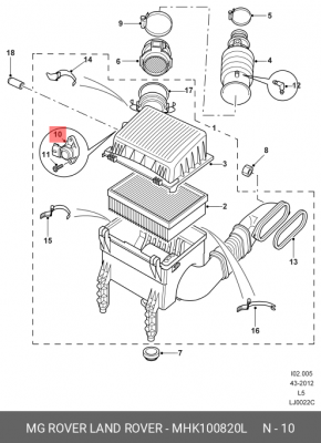 Датчик, давление во впускном газопроводе MHK100820L MG ROVER LAND ROVER