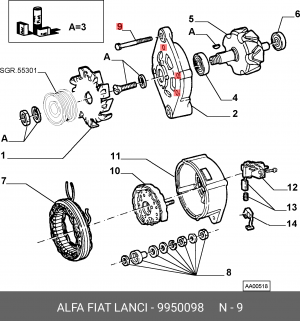 Болт 9950098 ALFA FIAT LANCIA