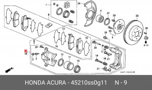 Тормозной суппорт 45210SS0G11 HONDA