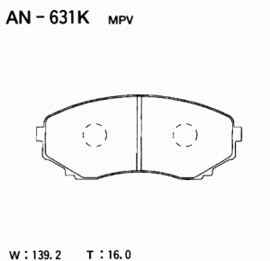 Колодки тормозные дисковые AN631K AKEBONO