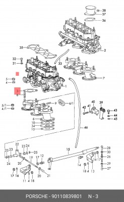 Прокладка, впускной коллектор 90110839801 PORSCHE