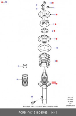 Амортизатор подвески YC15-18045-NB FORD