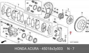 Тормозной суппорт 45018S3Y003 HONDA