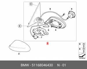 Зеркало заднего вида 51 16 8 046 430 BMW
