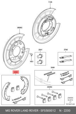 Комплект тормозных колодок SFS500012 LAND ROVER