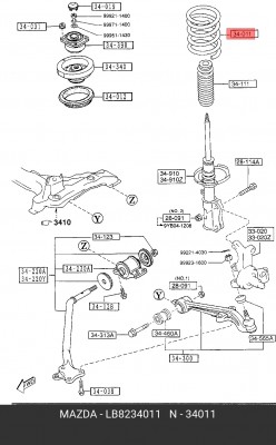 Пружина подвески LB82-34-011 MAZDA