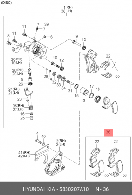 Комплект тормозных колодок, диско 58302-07A10 HYUNDAI KIA