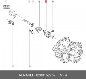 Вал привода колеса в сборе с ШРУСами 8200162769 RENAULT