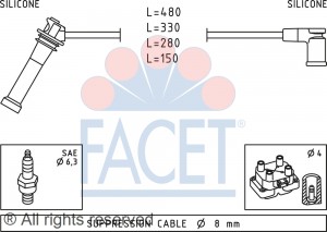 Ккомплект проводов зажигания 4.7245 FACET