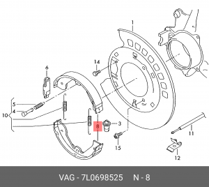 Комплект тормозных колодок, стояночная тормозная система 7L0 698 525 PORSCHE