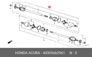 Шарнирный комплект, приводной вал 44305SB2961 HONDA