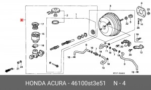 Главный тормозной цилиндр 46100ST3E51 HONDA