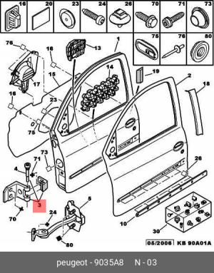 Петля - шарнир открывания двери 9035 A8 CITROEN PEUGEOT