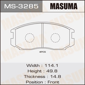 Колодки тормозные дисковые MS3285 MASUMA