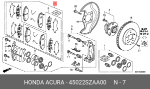 Колодки тормозные дисковые 45022SZAA00 HONDA
