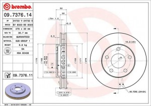 Тормозной диск 09.7376.14 BREMBO