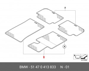 Коврики салона (комплект) 51470413833 BMW