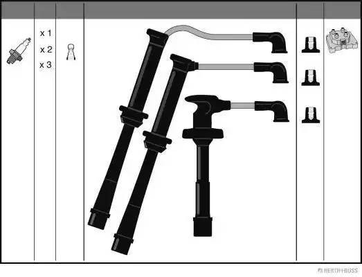 Ккомплект проводов зажигания J5383037 H B JAKOPARTS NIPPARTS