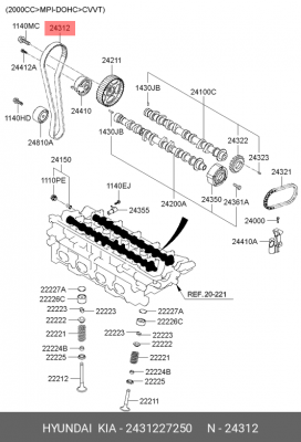 Ремень ГРМ 24312-27250 HYUNDAI KIA