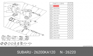 Комплект тормозных колодок, диско 26200KA120 SUBARU