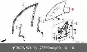 Стекло двери 73300SCAG10 HONDA