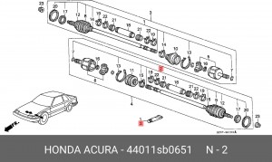 Шарнирный комплект, приводной вал 44011SB0651 HONDA