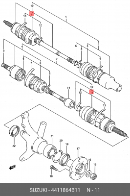 Комплект пылника, приводной вал 44118-64B11 SUZUKI