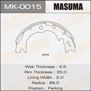 Колодки тормозные барабанные MK0015 MASUMA