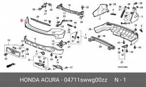 Накладка бампера 04711SWWG00ZZ HONDA