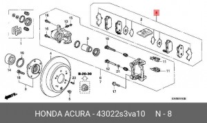 Колодки тормозные дисковые 43022S3VA10 HONDA