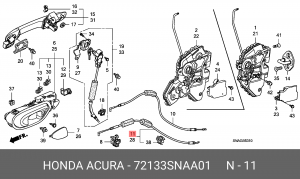 Трос замка открывания двери 72133SNAA01 HONDA
