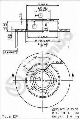 Тормозной диск 08.9083.10 BREMBO