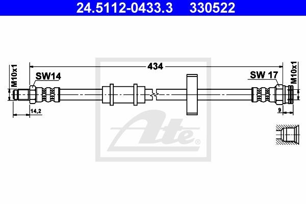 Тормозной шланг 24.5112-0433.3 ATE