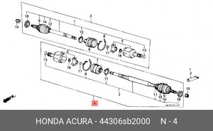 Шарнирный комплект, приводной вал 44306SB2000 HONDA