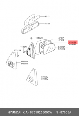 Зеркало заднего вида 8761026500CA HYUNDAI KIA