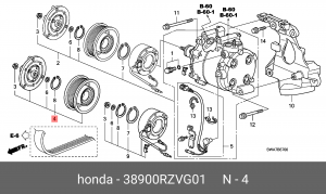 Муфта компрессора кондиционера 38900RZVG01 HONDA