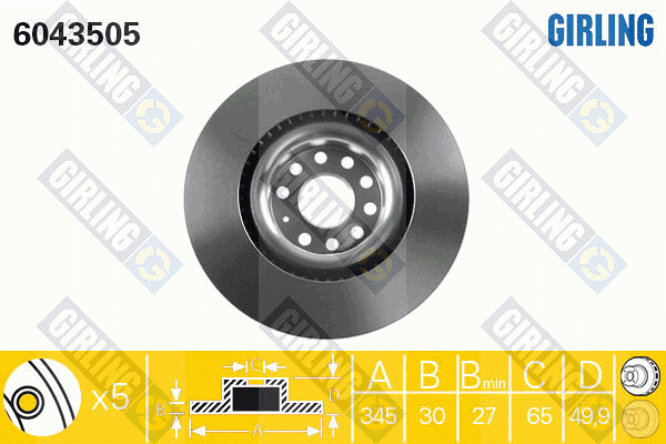 Тормозной диск 6043505 GIRLING
