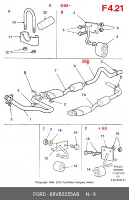 Труба системы выпуска ОГ 88VB-5255-AB FORD
