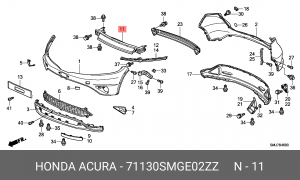 Усилитель бампера 71130SMGE02ZZ HONDA