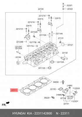 Прокладка, головка цилиндра 2231142800 HYUNDAI KIA