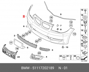 Бампер передний 51 11 7 202 189 BMW
