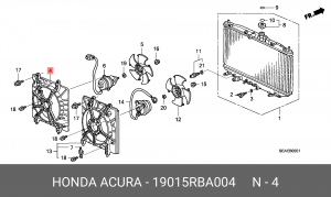 Диффузор радиатора охлаждения под вентилятор 19015RBA004 HONDA