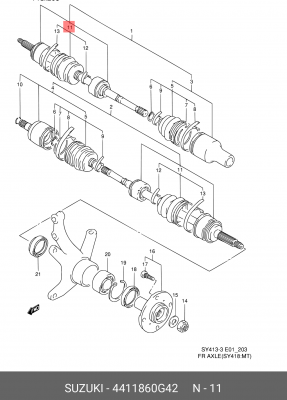 Комплект пылника, приводной вал 44118-60G42 SUZUKI