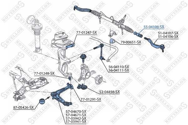 Рейка рулевая 55-04108-SX STELLOX