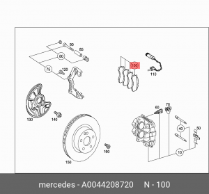 Колодки тормозные дисковые A0044208720 MERCEDES BENZ
