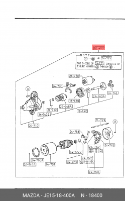 Стартер JE15-18-400A MAZDA
