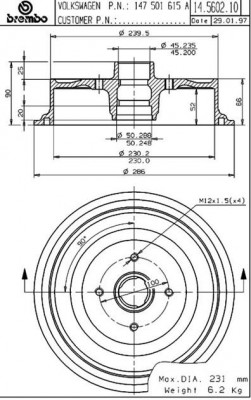 Тормозной барабан 14.5602.10 BREMBO