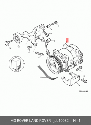 Компрессор, кондиционер JPB10032 MG ROVER LAND ROVER