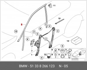 Уплотнитель стекла двери 51 33 8 266 123 BMW