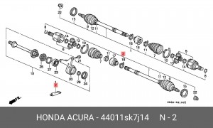 Шарнирный комплект, приводной вал 44011SK7J14 HONDA